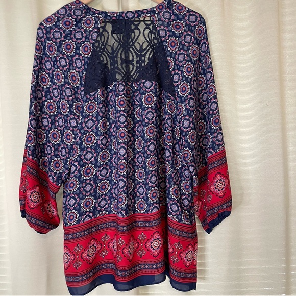 New Directions Boho Bandanna Print Blouse - Picture 11 of 11